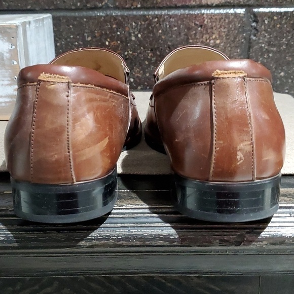 MENS DRESSY STACY ADAMS BROWN LEATHER SLIP ON SQUARE TOE LOAFERS SIZE 10 main image 7